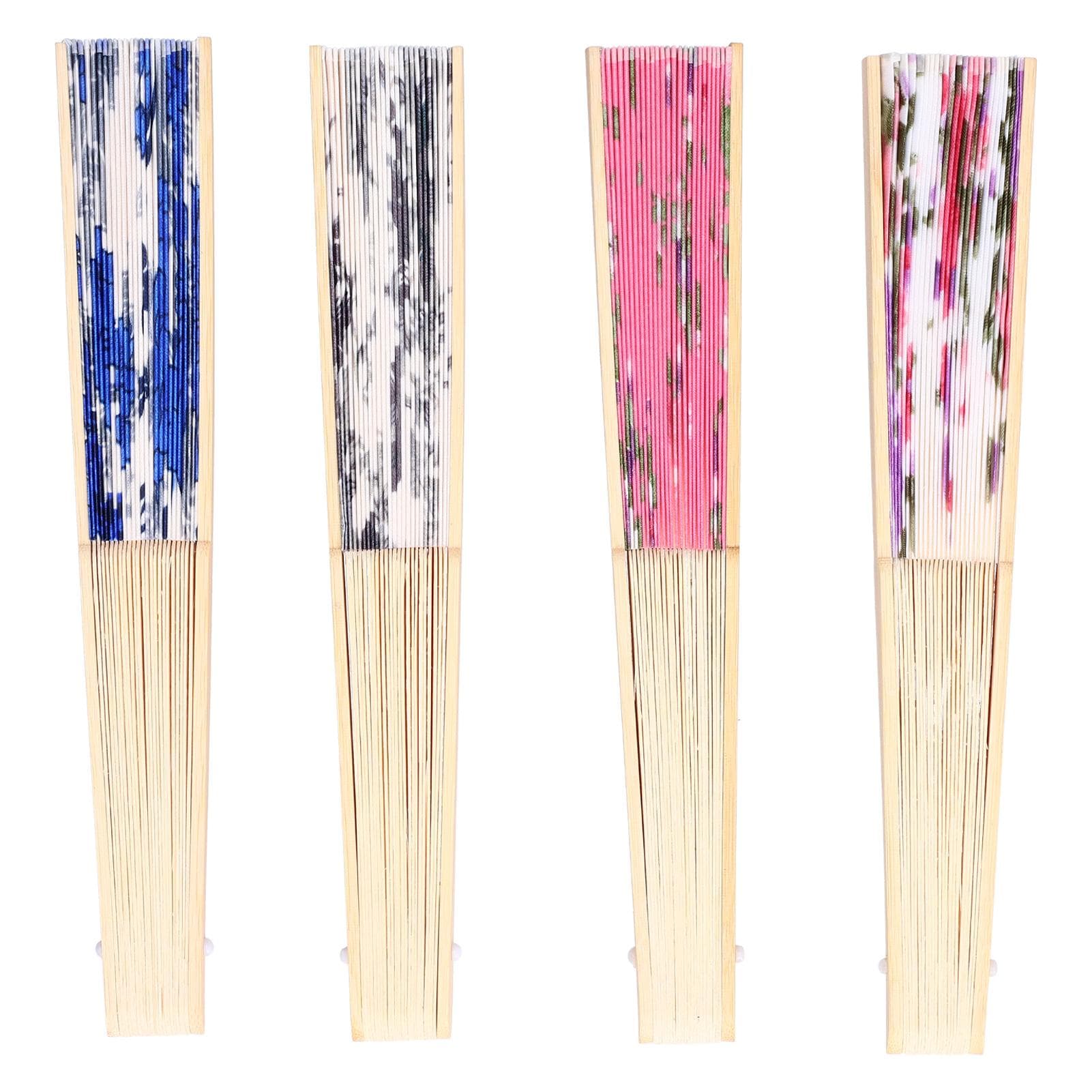 4PCS Folding Hand Fan Bamboo Practical Cooling Exquisite Appearance Durable Chinese Fan
