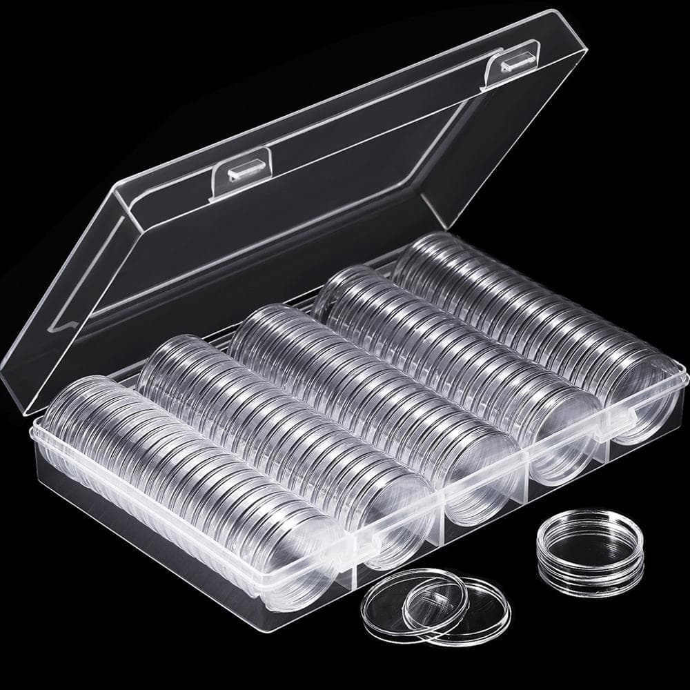 100Pcs Clear Coin Capsule Holder Case 30mm Transparent Commemorative Collectable Coin Storage Box Collection Supplies clear