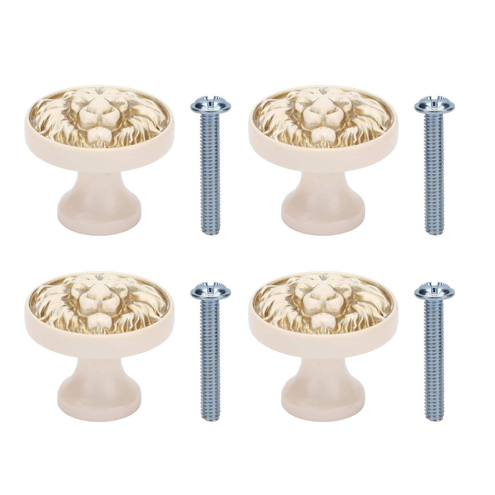 4Set Lion Head Zinc Alloy Cabinet Door Handle Modern Antique Cartoon Solid Drawer Pull Circular