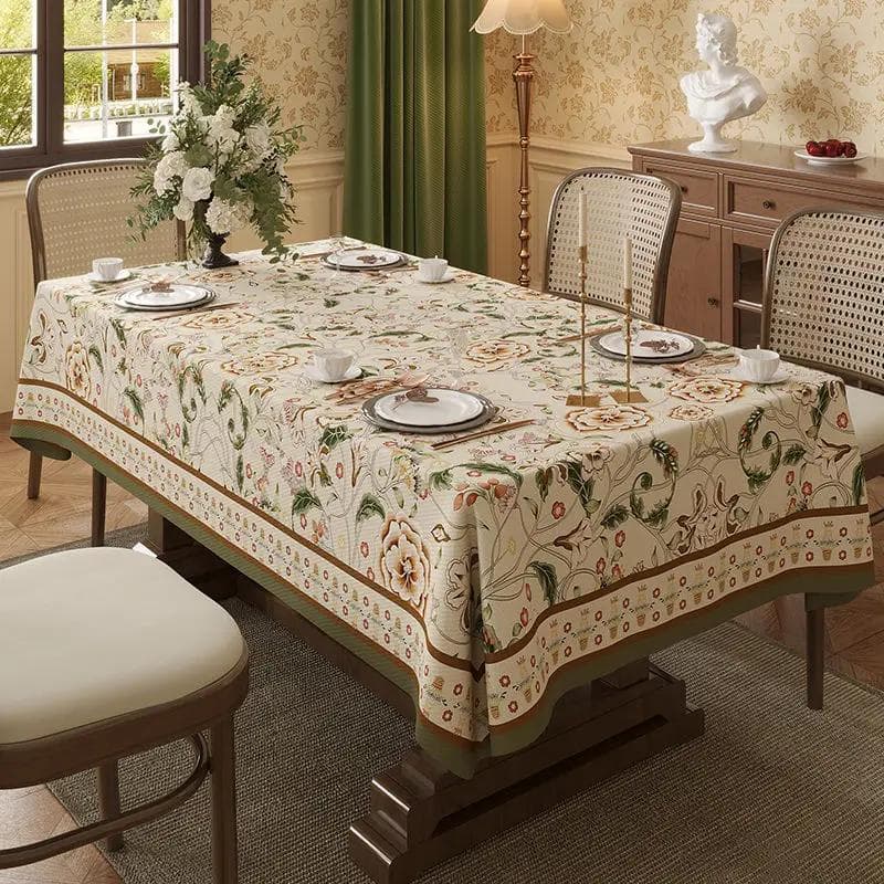American Pastoral Waterproof Tablecloth Rectangular Printed Dining-table Cloth Household Dustproof Wear Resistant Table Cover 90x160cm 1pcs
