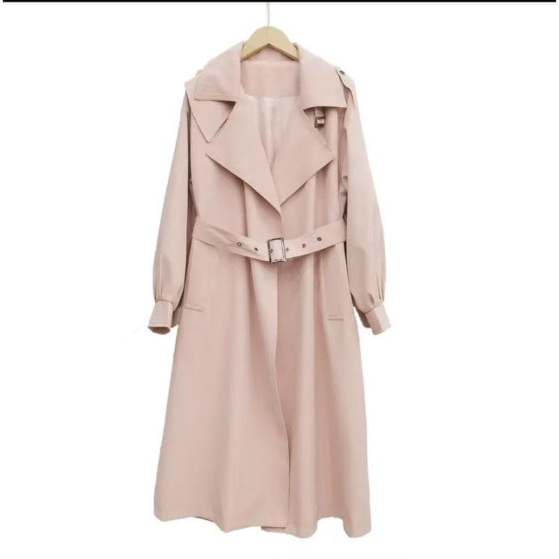 Women's Loose Large Size Temperament Trench Coat Women's Medium and Long Waist Strap Coat L