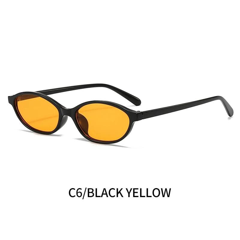 Retro Oval Sunglasses Fashion Punk Cat Eyes Small Frame Trendy Sun Protection Glasses for Women Men AS picture