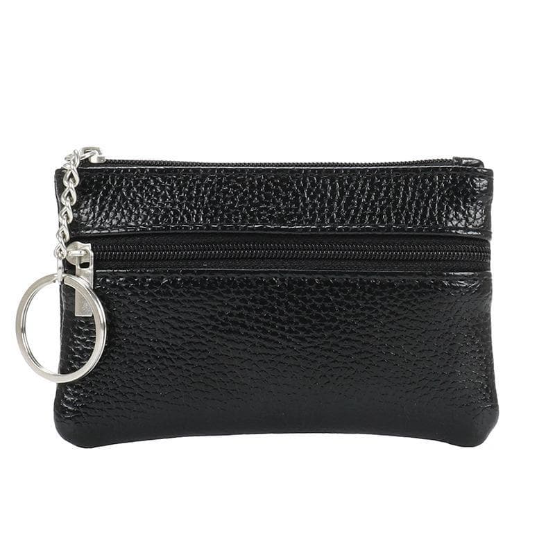 1PCS Mini Cowhide Small Change Wallet Creative Zipper Coin Wallet Children's Storage Bag black