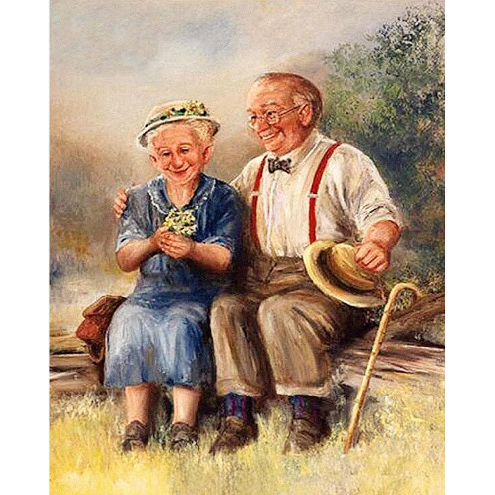 Diamond Embroidery Old couple 5D Diamond Painting Cross Stitch Diamond Mosaic Needle Craft 20X30CM