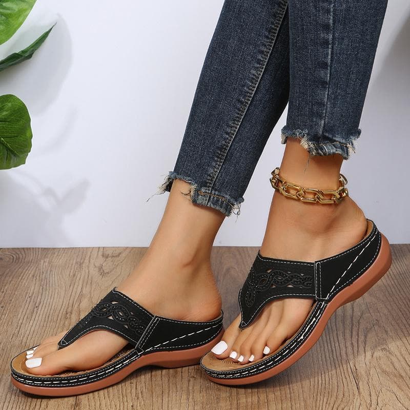 Clip Toe Wedge slippers Women Beach Casual Wedges Flip Flops Premium Orthopedic Plus Size Toe Outdoor Shoes De Mujer 44