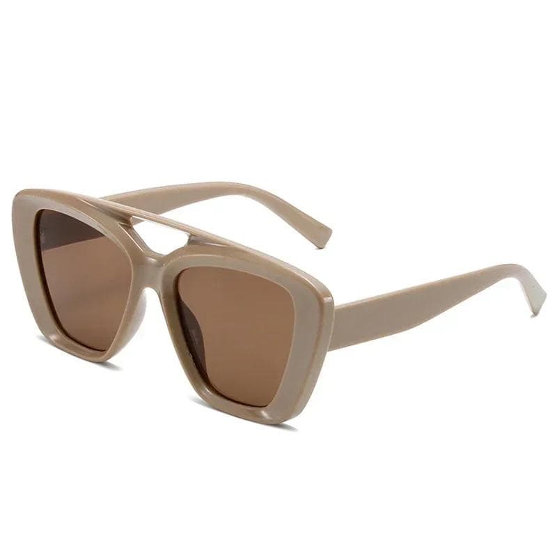 Retro Double Bridge Cat Eye Sunglasses UV400 Matte Large Frame Fashion Casual Glasses for Men As the picture