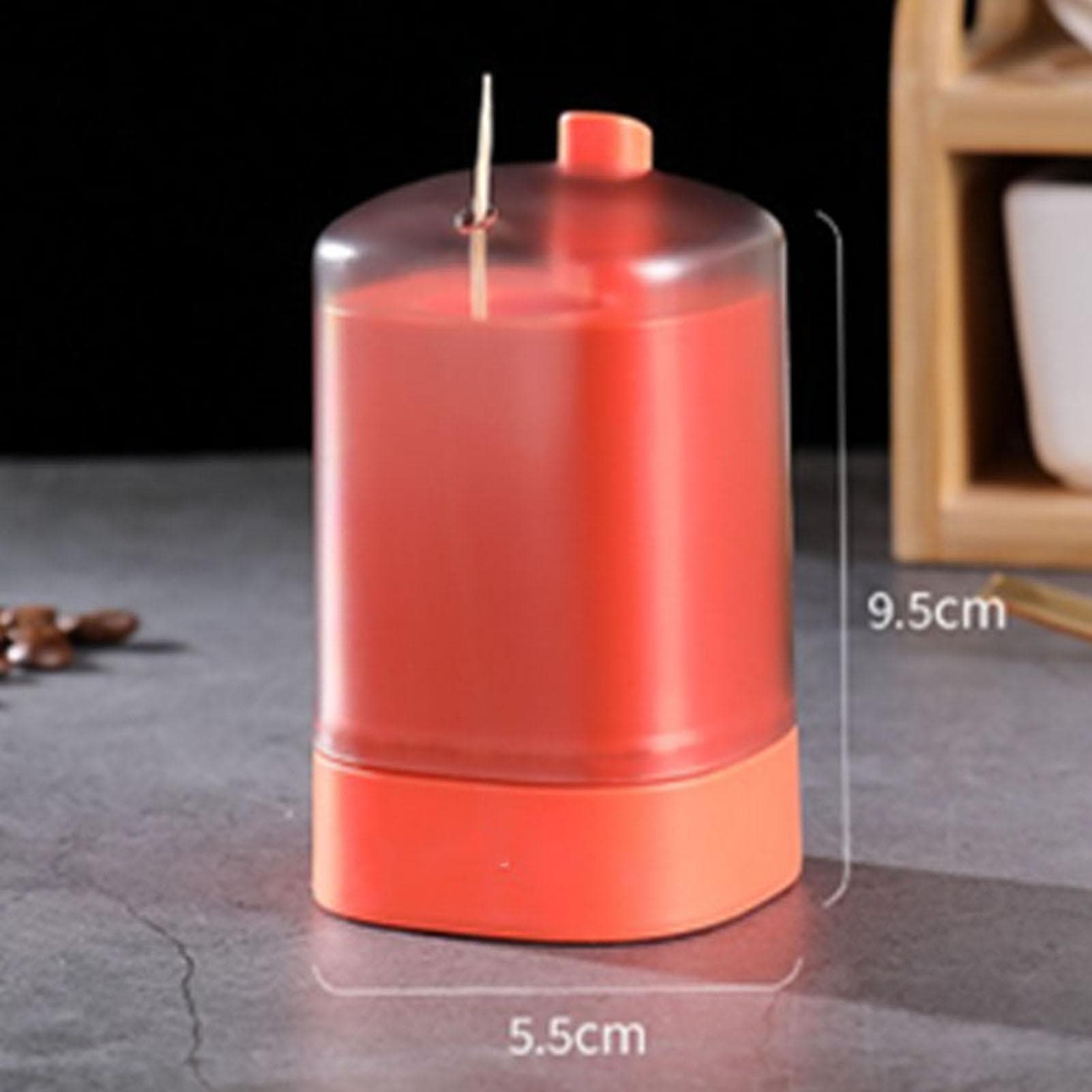 Automatic Toothpick Box Automatic Popup Detachable Bottle Transparent Window Toothpicks Storage Box orange