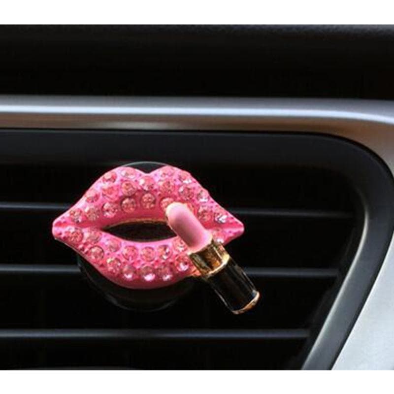 Car Air Vent Decoration Car Interior Decoration Rhinestone Lipstick Car Air Freshener Clip with pink