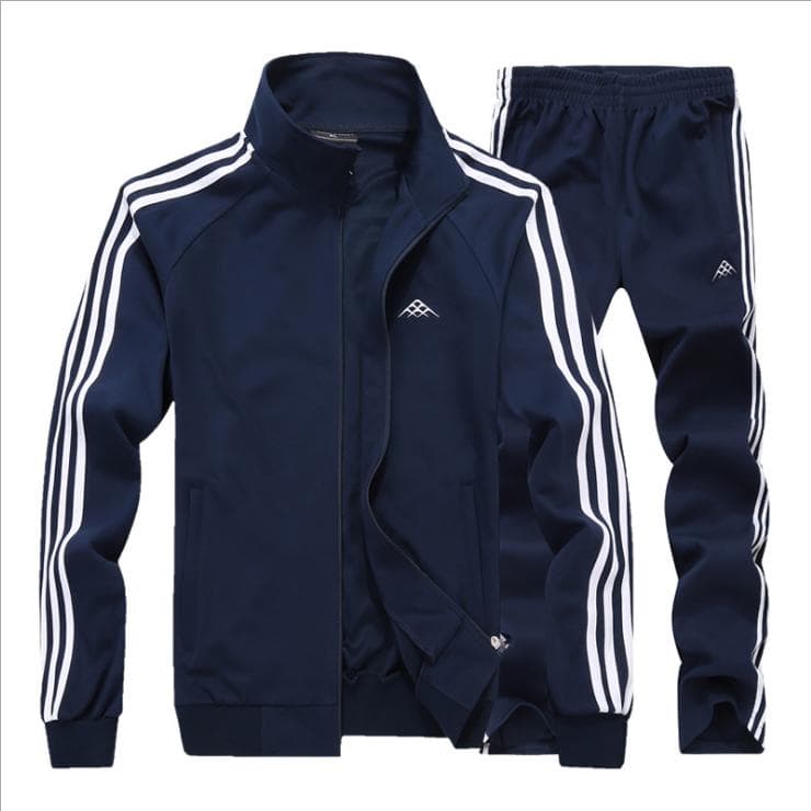 Men Hooded Suit Men Casual Tracksuits Sport Sets Jogging Suits Mens Hoodies Sets 2XL navy blue