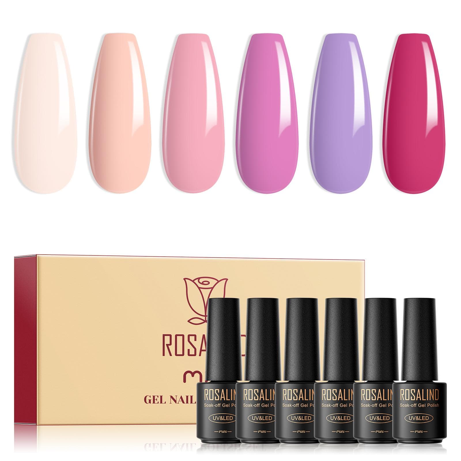 ROSALIND Gel Polish 6pcs Lot Gel Nail Polish Set Nail Art Manicure Set Semi Permanent Gel Varnish Hybrid Soak Off UV Lamp DIY Nail Gel Polish Kit