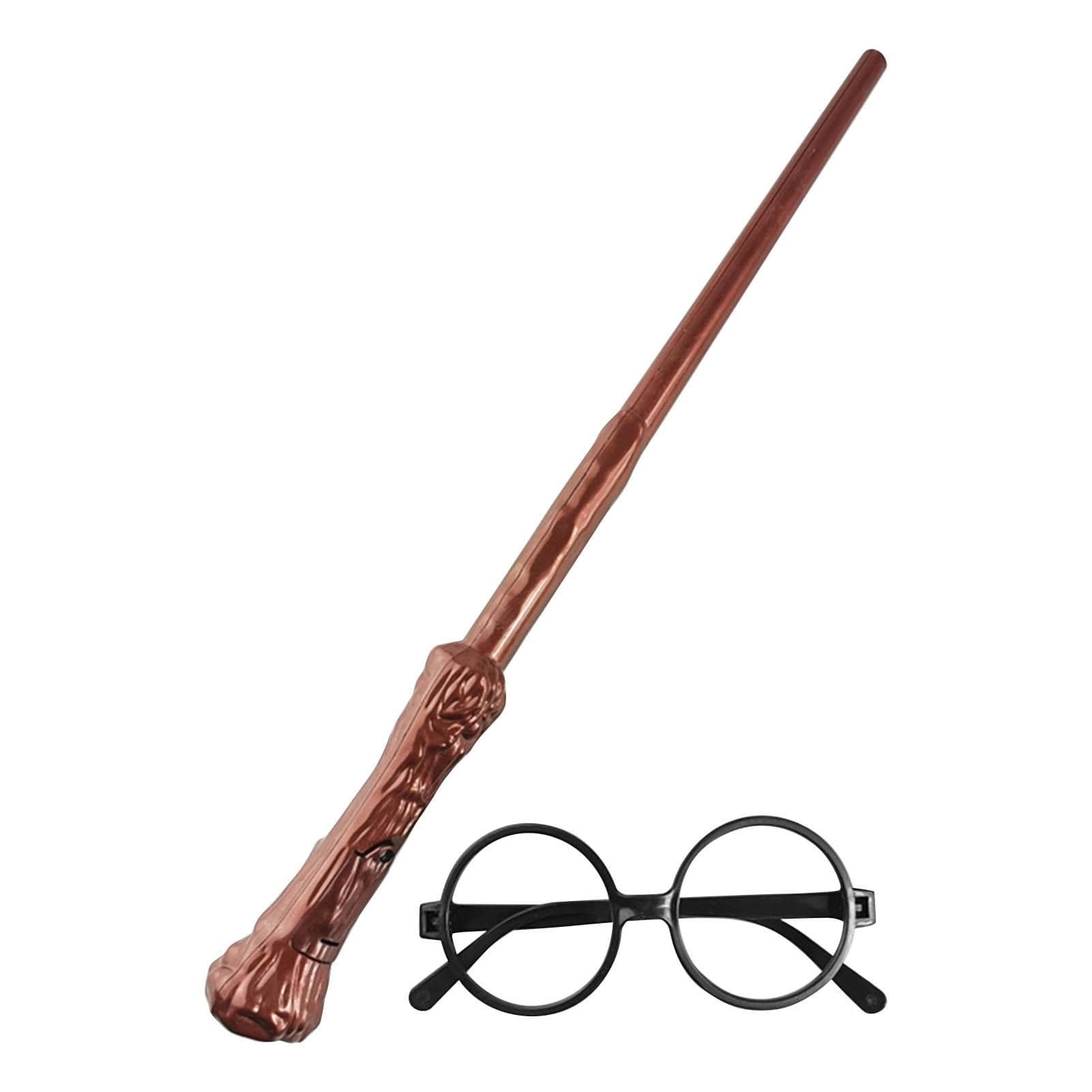 Wizard Wand 14.2in Length Light Sound Durable Plastic Battery Powered Cosplay Wand with Glasses for