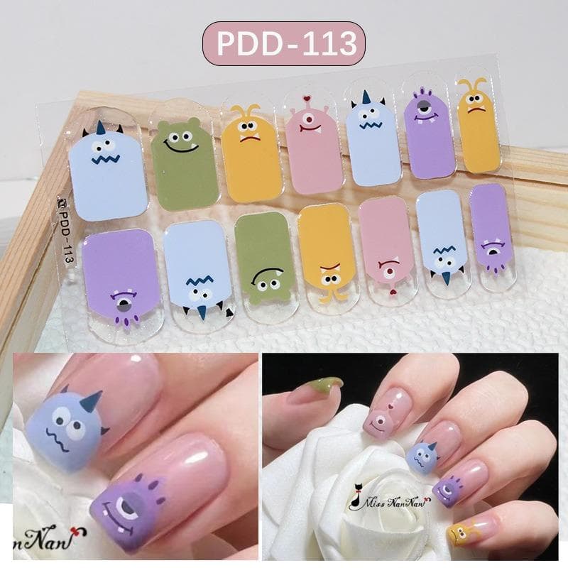 60 Styles DIY Semi Cured Gel Nail Stickers Long-Lasting Solid Color Fresh Flowers In Spring Nail Strips Patch Slider Full Cover Decal PDD-113