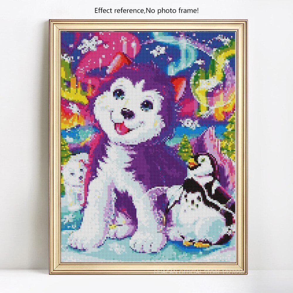 Diamond Painting Full Drill Round Dog Diamond Embroidery Animals Needlework Diamond Mosaic Pictures 20X30
