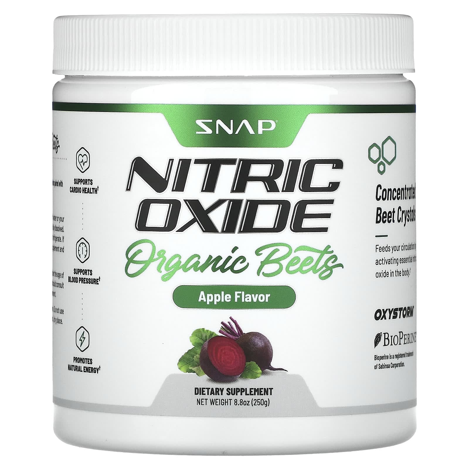 Snap Supplements, Nitric Oxide, Organic Beet, Apple, 8.8 oz (250 g)