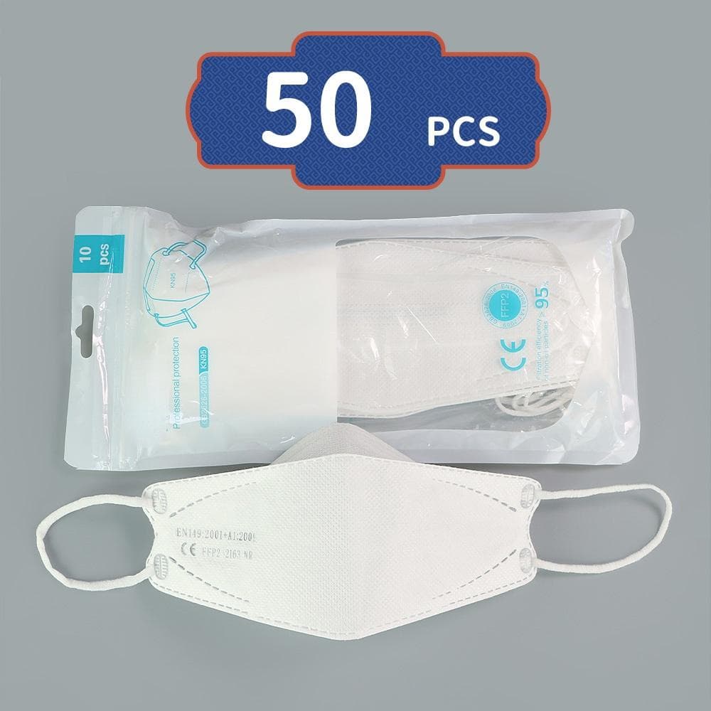 Fish Shape FFP2 Colorful Face Mask Mascarillas Anti-fog Dust Respirator Breathable Adult Masks 50PCS white