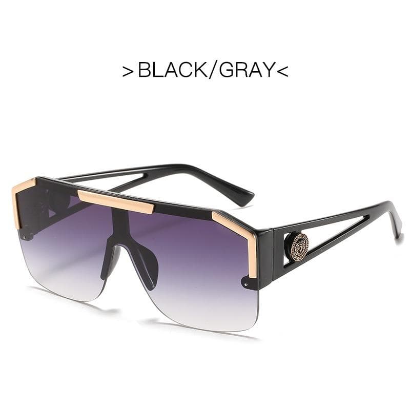 Trendy Lion Head Sunglasses Large Frame Female Hollow Leg Plastic One Piece Stylish Eyewear