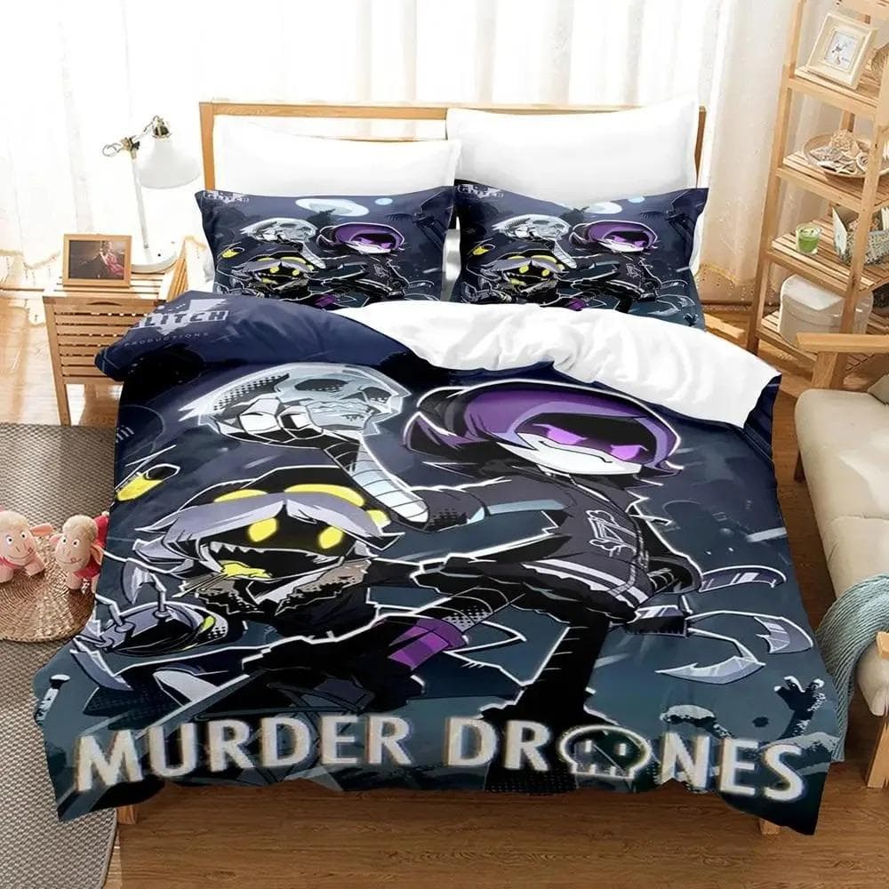 3D Print Anime Murder Drones Bedding Set Boys Girls Twin Queen Size Duvet Cover Pillowcase Bed Boys Adult Fashion Home Textile AU Double 180x210cm