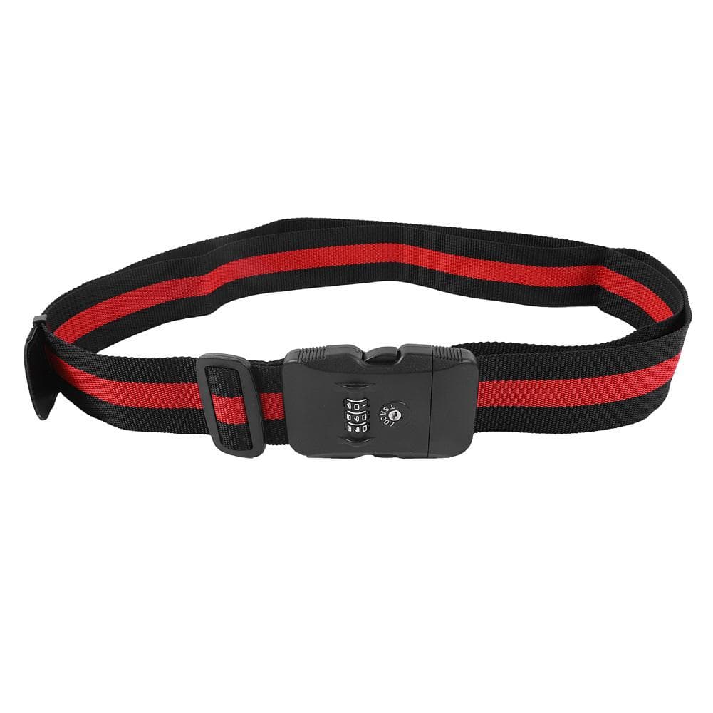 Luggage Strap Cross Straps Travel Suitcase Belt TSA Combination Lock (Black+Red)