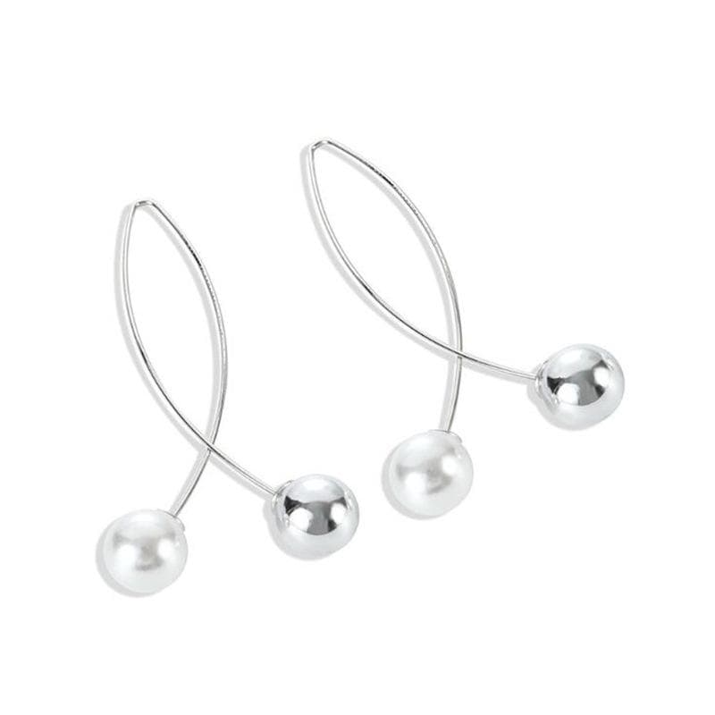 Temperament Double-sided Long Earrings Women's Cute Metal Minimalist Handmade Pearl Earrings