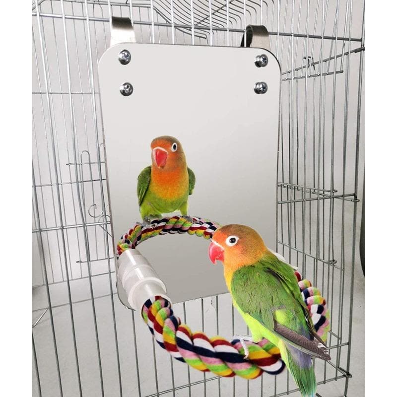 Macaws Finches Small Parakeet Rope Stand for Parrot Pet Supplies Bird Mirror With Perch Cage Swing Toy