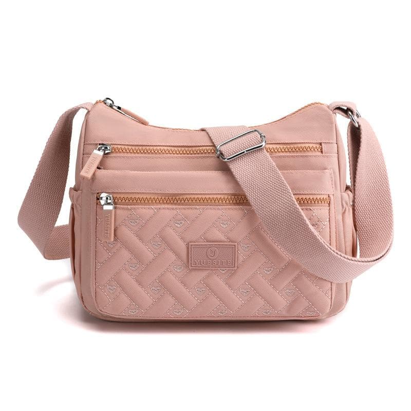 Women's Multi-compartment Shoulder Bag Creative Diamond Embroidery Thread Messenger Bag Large-capacity Water-repellent Nylon Bag one size pink