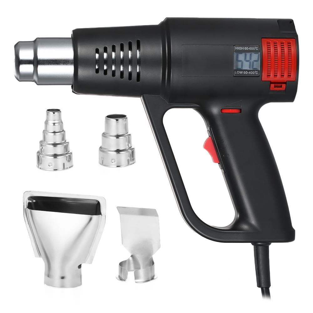 2000W Industrial Fast Heating Hot Air Gun LCD Digital Temperature-controlled High Quality Handheld US Plug black