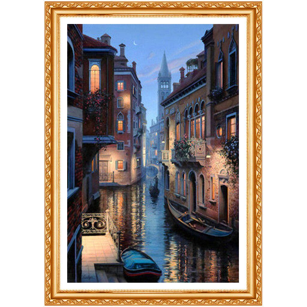 Full Drill Embroidery Water Town Landscape 5d Diy Diamond Painting Cross Stitch Rhinestone Decor 20X30CM