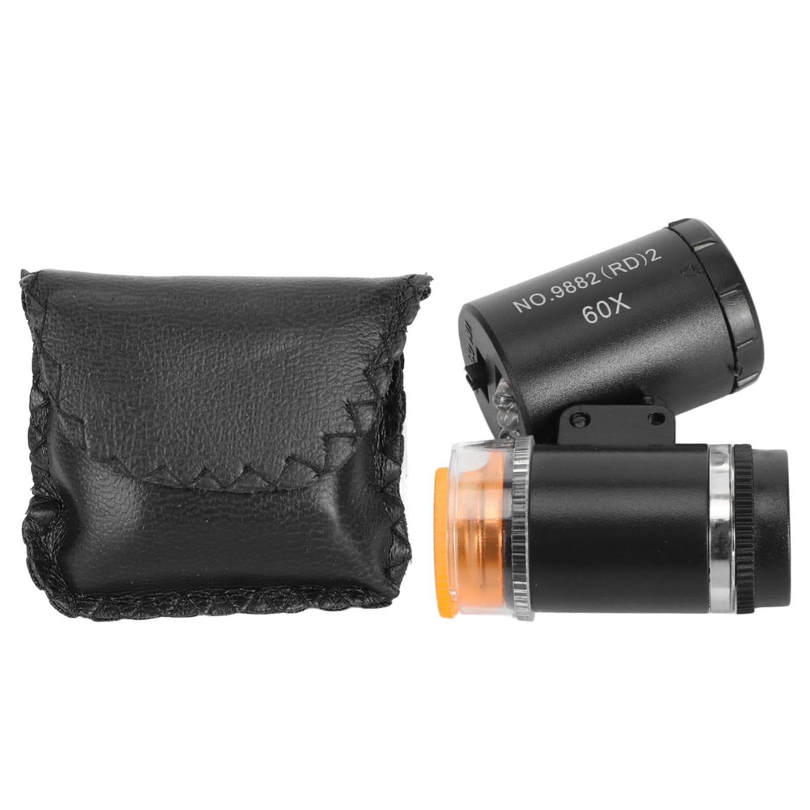 Mini 60X LED Microscope with UV Currency Detector Adjustable Light Angle Pocket Microscope