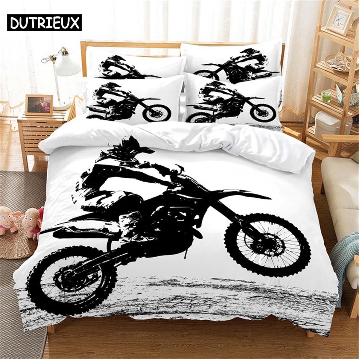 3D Moto Bedding Set Queen Bedding Duvet Cover Set Bedding Set Bed Cover Cotton Queen Bedroom Bed Cover Set Bed Set Bedding EU single(135x200cm)&set