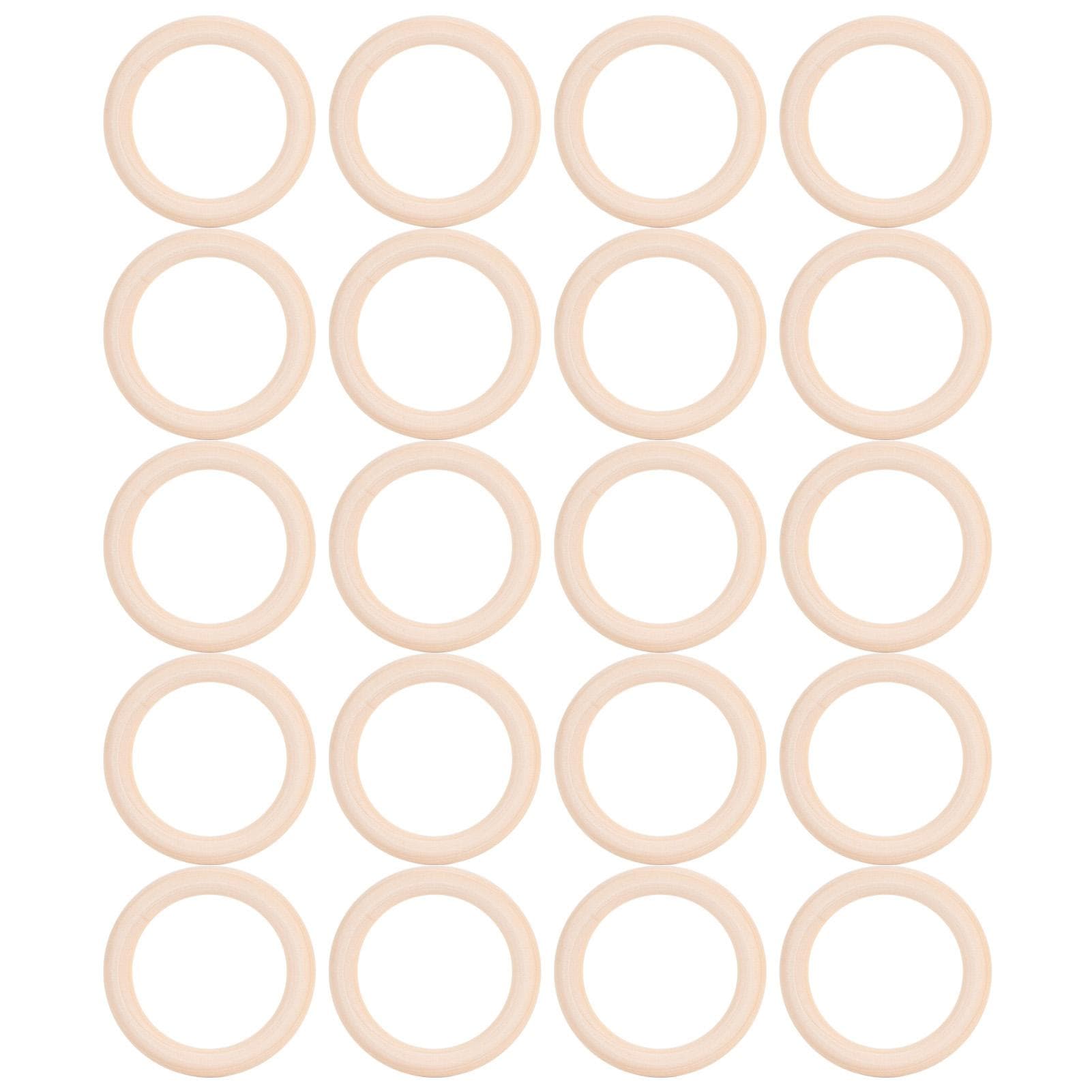 20Pcs Wood Baby Natural Teething Rings DIY Jewelry Circle Pendant Craft Making Accessory70mm 70MM