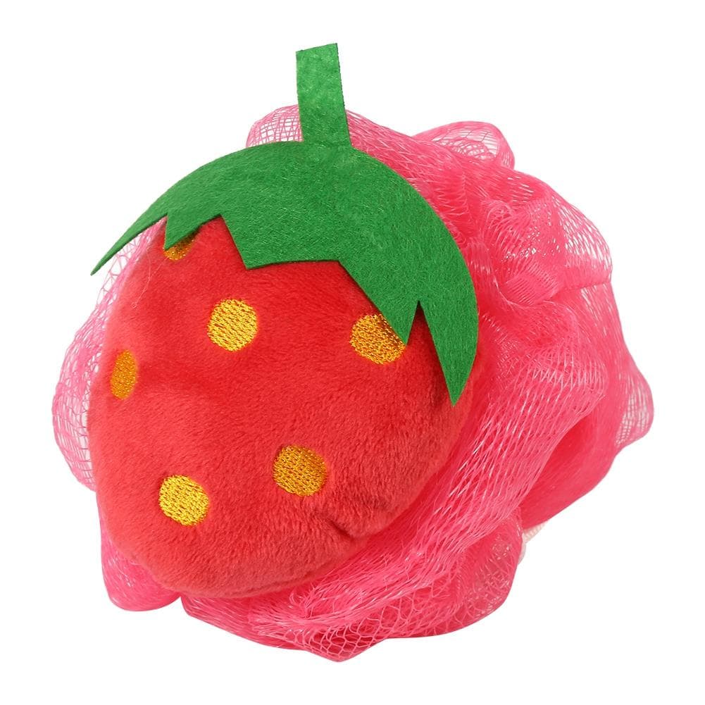 Colorful Fruit Shape Mesh Brush Shower Ball Exfoliating Body Cleansing Scrub Sponge #Strawberry