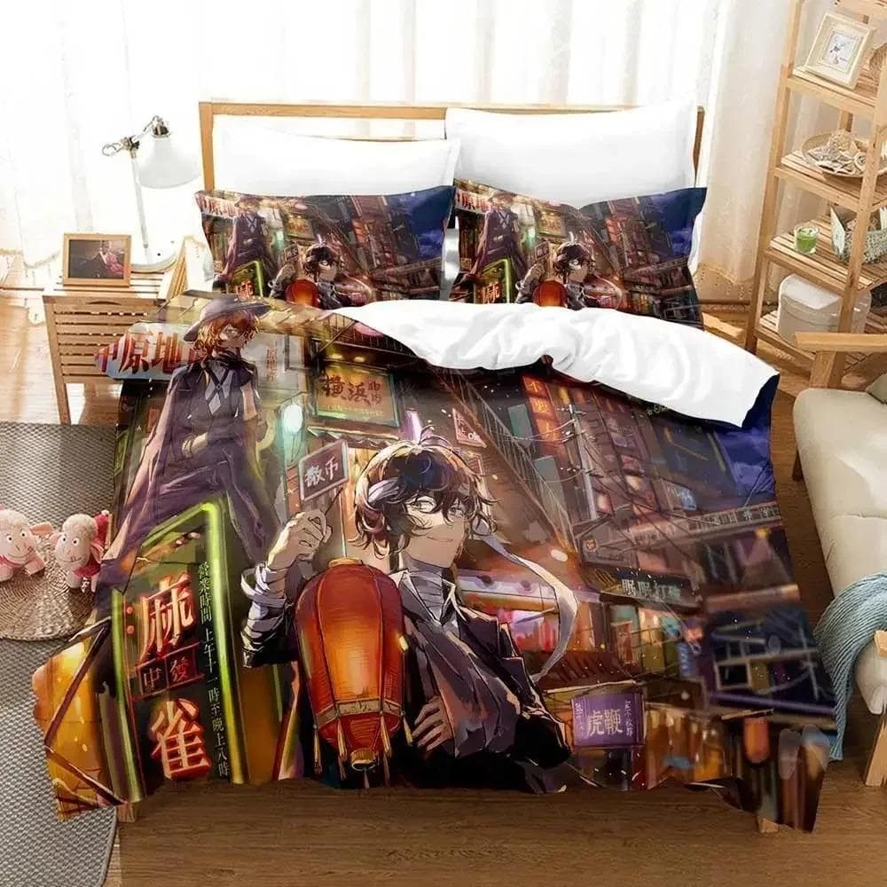 Fashion Bungou Stray Dogs S4 Bedding Set Cartoon Anime three-piece set Adult Kid Bedroom Duvet cover Sets 3D print Kawaii Anime 70x133cm 2pcs