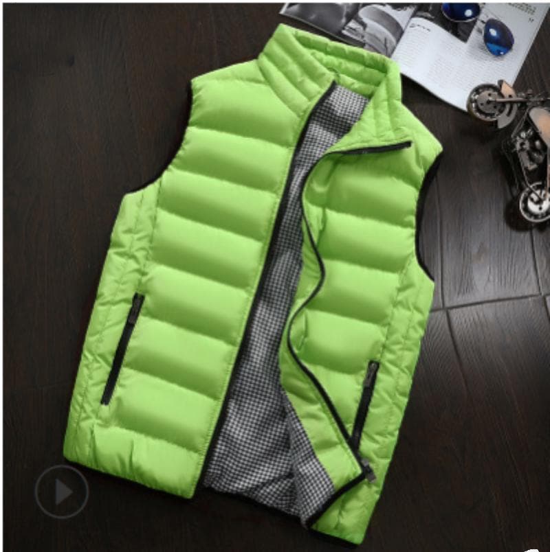 Men's Winter Stand Collar Warm Sleeveless Jacket Ultra Light White Casual Vest Men's Vest Large Size M-5xl XL grass green