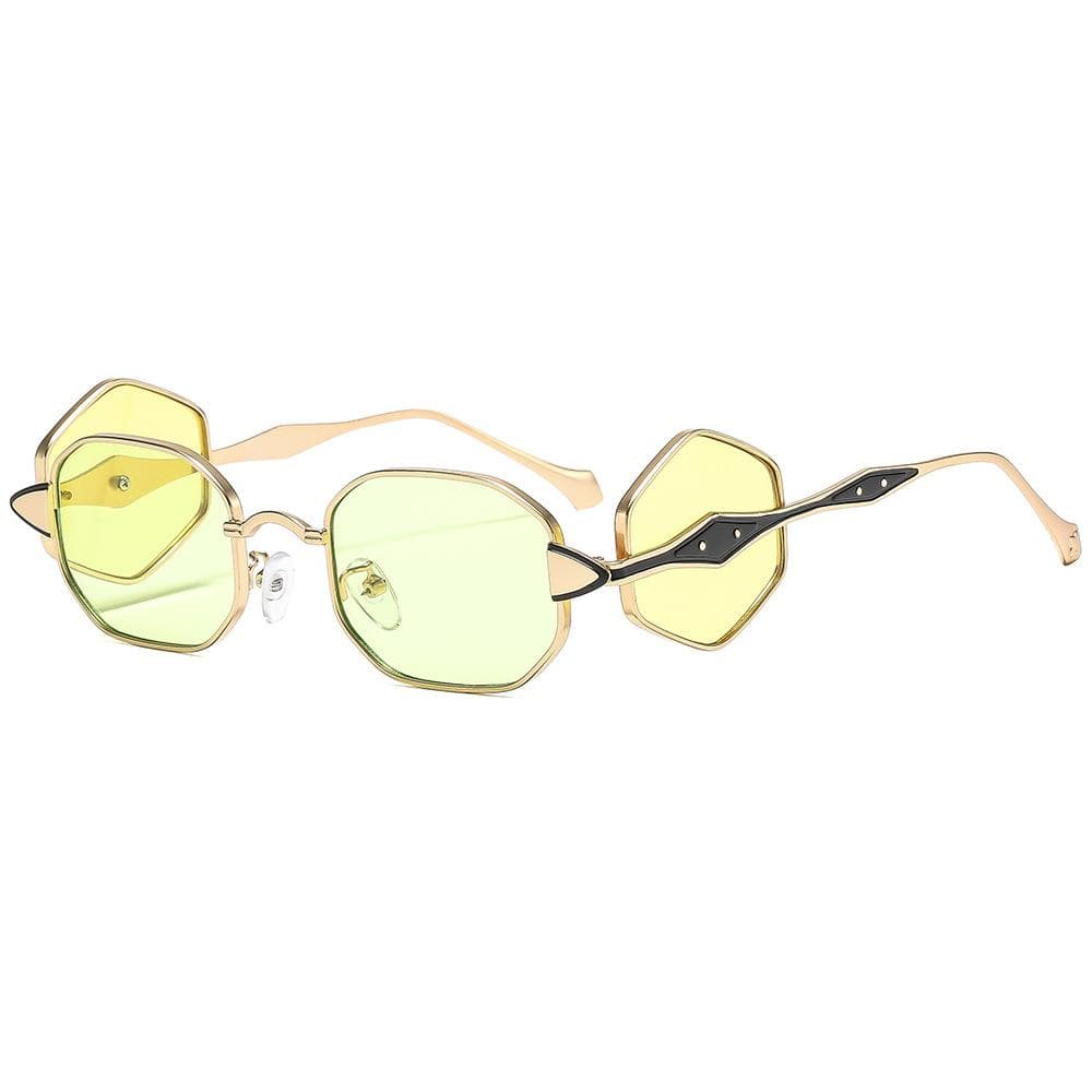 New Punk Gradient Square Sunglasses Y2K Personality Double Lens Metal Frame UV400 Protection for Women Men as  picture