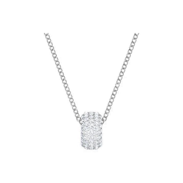 Swarovski Stone Round Rhodium Plated Necklace Women necklace White 5368042 Box (Random Color)