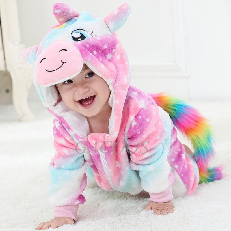Baby Cartoon Romper Newborn Hooded Infant Clothing Boys Girls Pajamas Animal Onesie Jumpsuit Panda Costumes Flannel Baby Rompers 0-3m