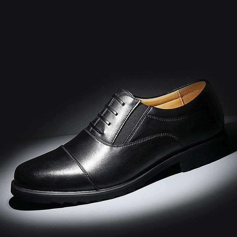 Leather Shoes Men's Young British Formal Wear Business Casual Shoes Waterproof Work Shoes Spring and Autumn Soft Bottom Low Top Lace-up Single Shoes 44 black