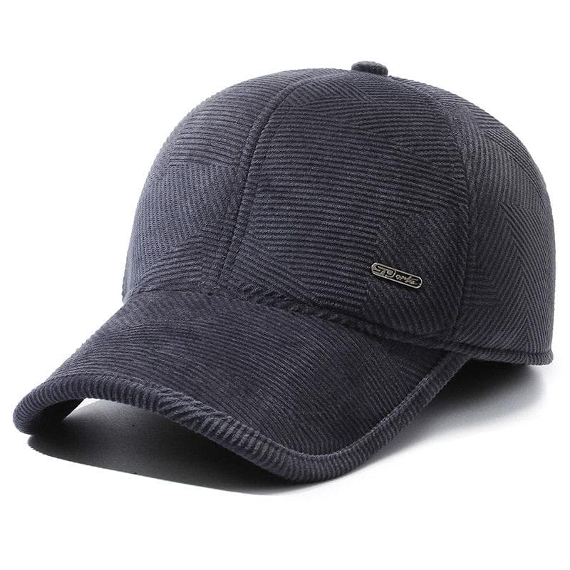 Autumn Winter Men's Velvet Baseball Cap Middle-Aged Cap Elderly Outdoor Thick Warm Ear Protection Cotton Cap grey