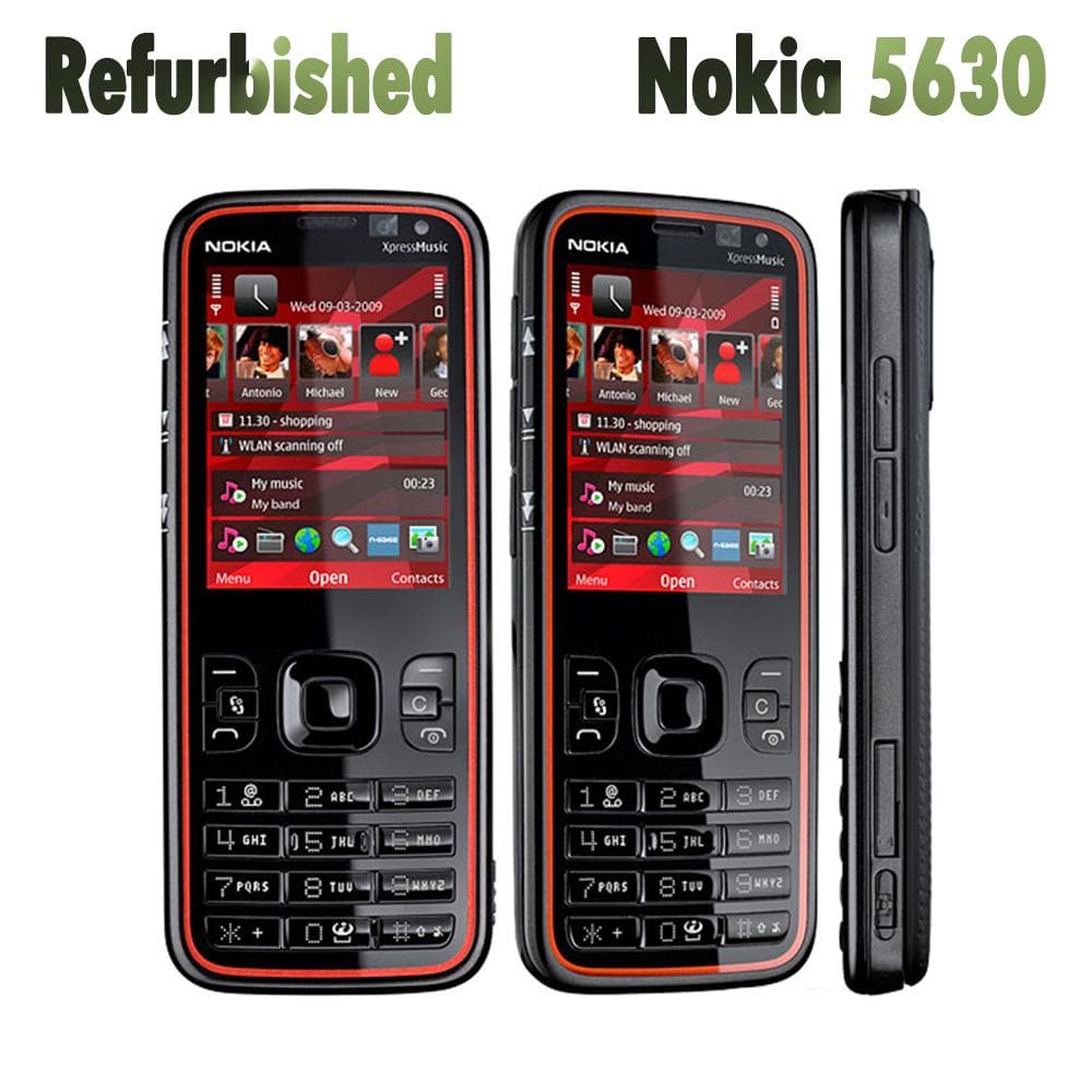 Refurbished Nokia Original Nokia 5630 XpressMusic Unlocked Mobile Phone With 1 SIM 1 Battery 1 Charger black