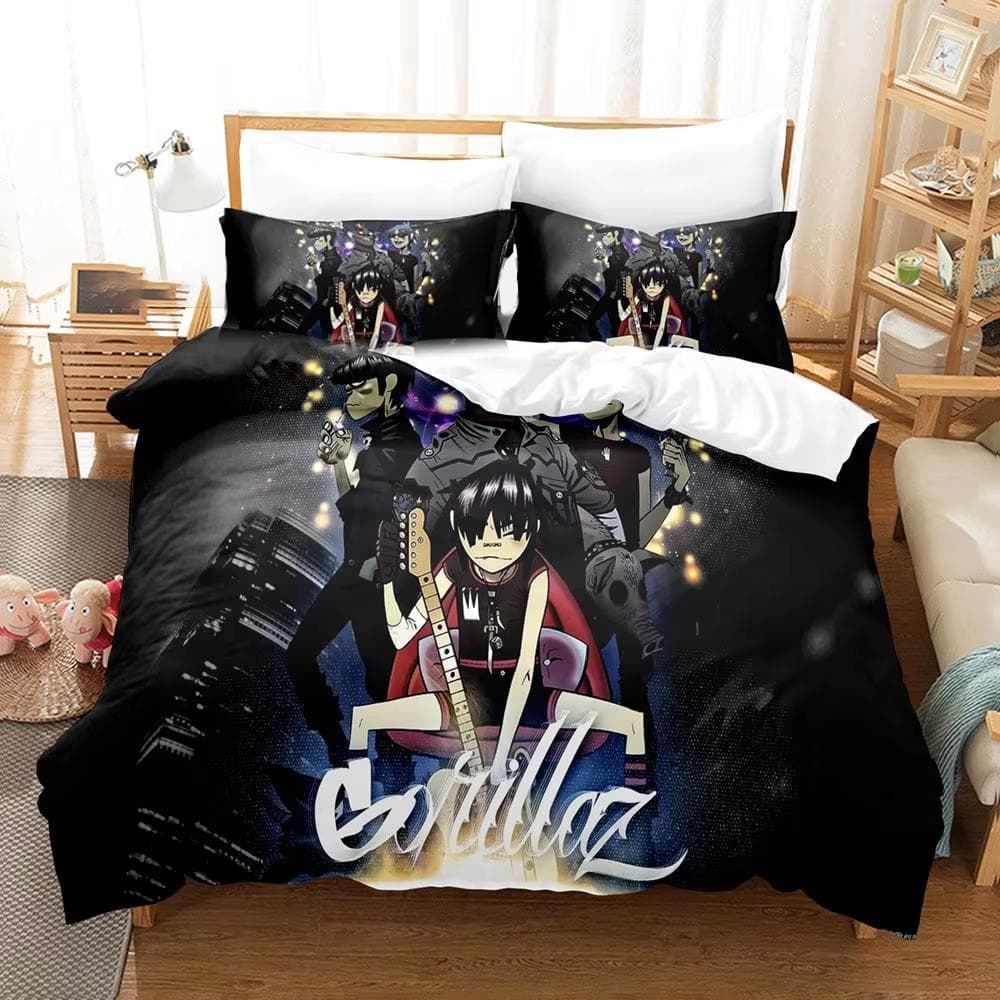 Music Band Gorillaz Bedding Set Anime Duvet Covers Double Bed Twin Size Bedding Quilt Cover Cartoon Children's Bed Set for Home EU Twin 135x200cm