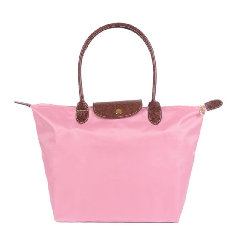 New Nylon Beach Tote Bag Fashion Womens Handbag Tote Oxford Shoulder Bags Female Waterproof Dumplings Folding Shopping Bag MIT Middle pink