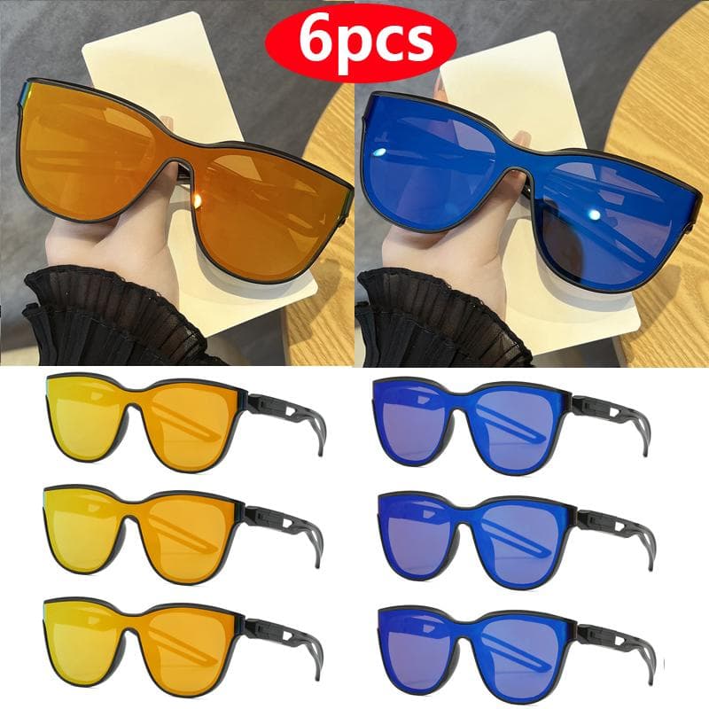 6pcs Fashion Brand Classic Rectangular Large Frame Sunglasses Women Designer Retro Sun Glasses INS Eyewear Unisex Shades