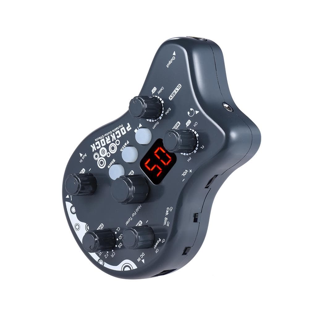 PockRock Portable Guitar 15-effect Processor Effect Pedal (US) Power Adapter US Plug dark grey