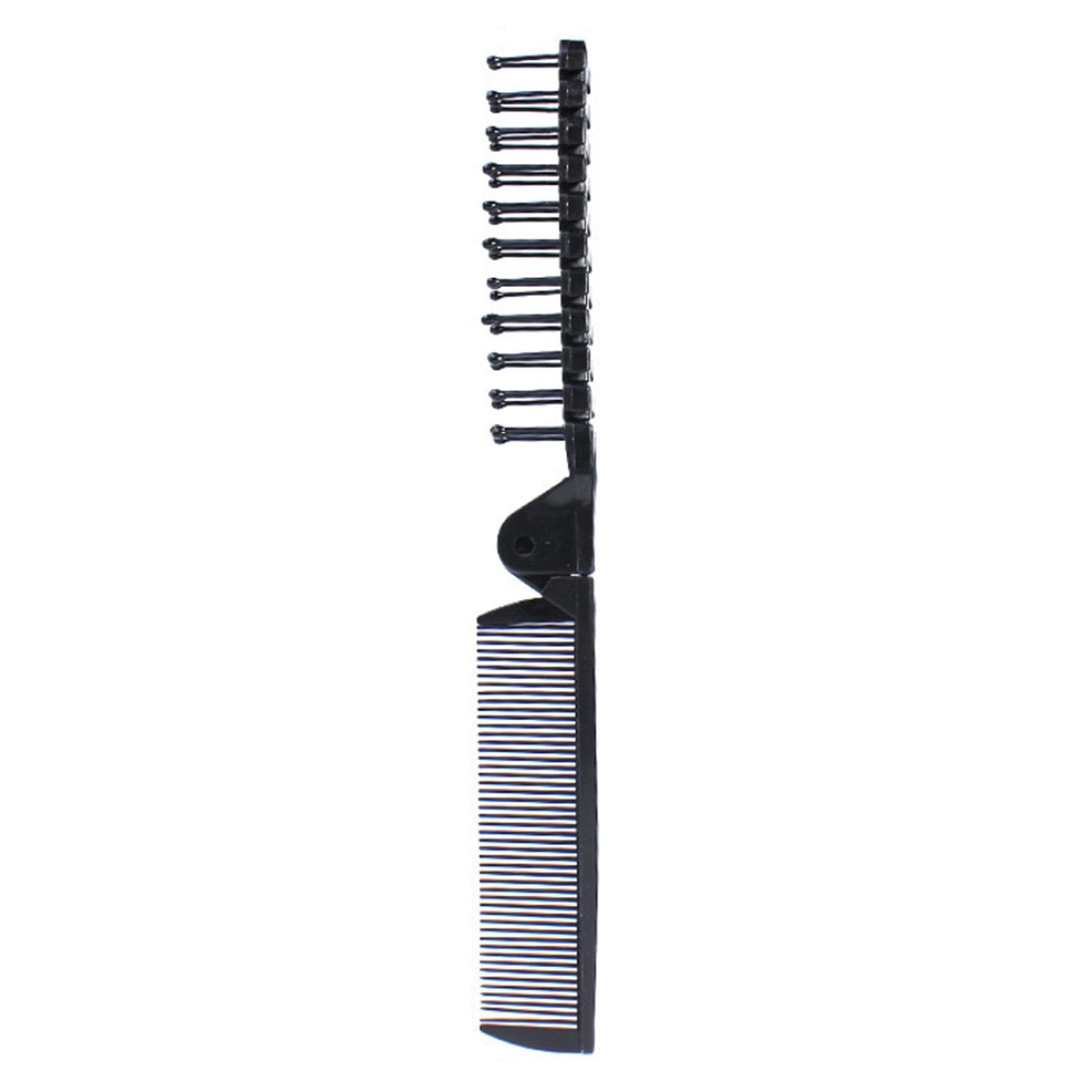 Foldable Hair Brush Folding Pocket Comb Portable for Travel Styling Tool black