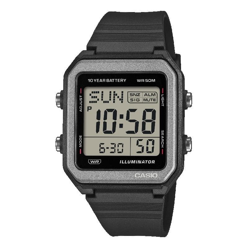Casio Men's Resin 50M Water Resistant Alarm Quartz Watch W-221H-1AV black