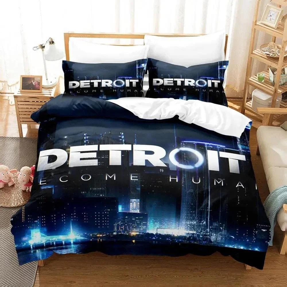 3D Print Game Detroit Become Human Bedding Set Duvet Cover Bed Set Quilt Cover Pillowcase Comforter king Queen Size Boys Adult 70x133cm 2pcs