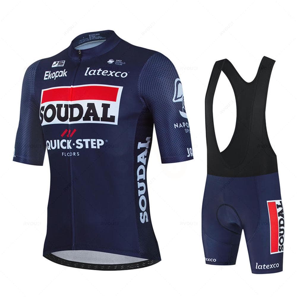 Soudal Quick Step Cycling Jersey Set Summer Belgium Bicycle Breathable Men MTB Bike Clothing Maillot Ropa Ciclismo Uniform Suit S