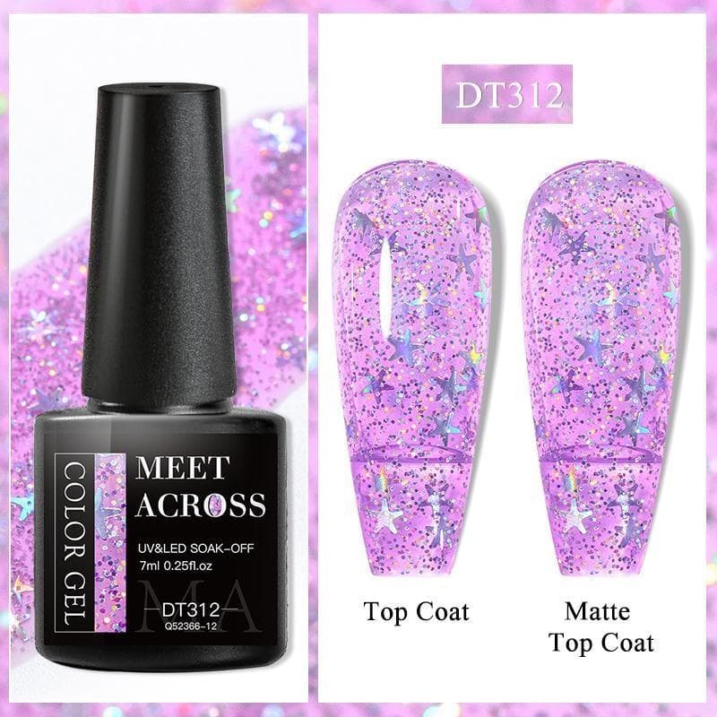 MEET ACROSS Glitter Nail Gel Polish Popular Nude Pink Red Blue Glitter Gel Polish Colorful Gel For Starter Manicure Nail Art Salon DT312