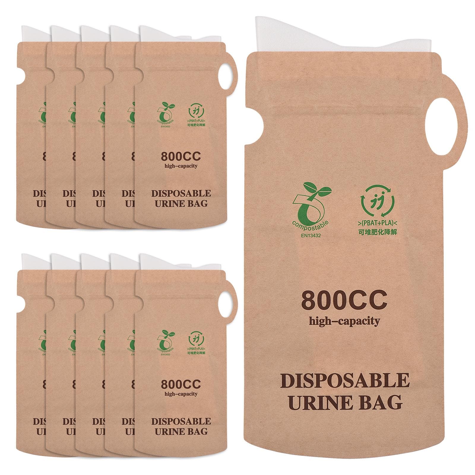 10pcs Emergency Disposable Urinal Bags Car Vomit Bag 800cc Camping Pee Bags Unisex Urine Bag for 10pcs