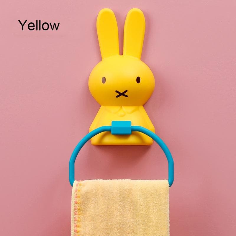 Kids Towel Rack Cartoon Rabbit Towel Bar Bathroom Wall Mounted Towel Holder Hanger Bathroom Shelf Gift for Children CHINA yellow